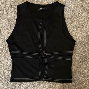 black and white cut out shirt